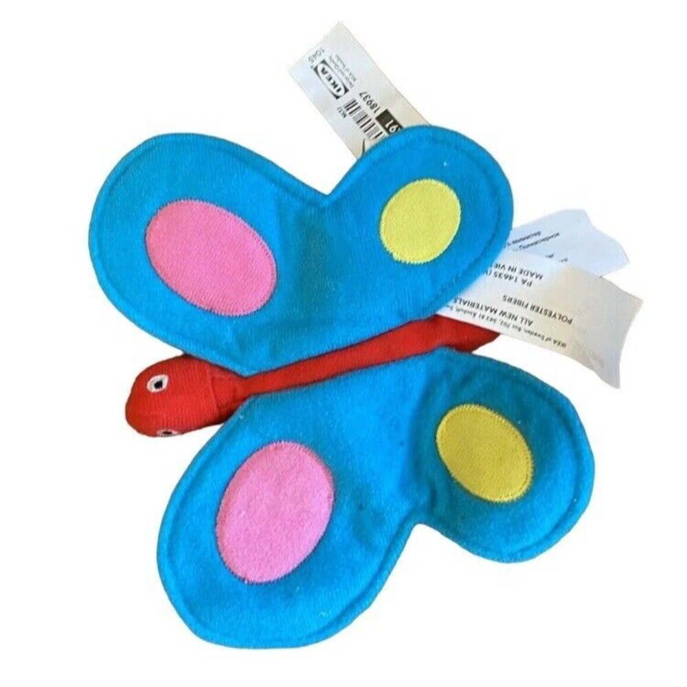 Ikea Klappar Stort Blue Red Butterfly Finger Puppet Plush Stuffed Animal Sweden